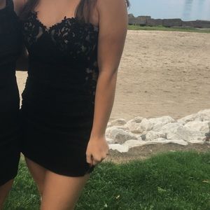 Black strapless party dress
